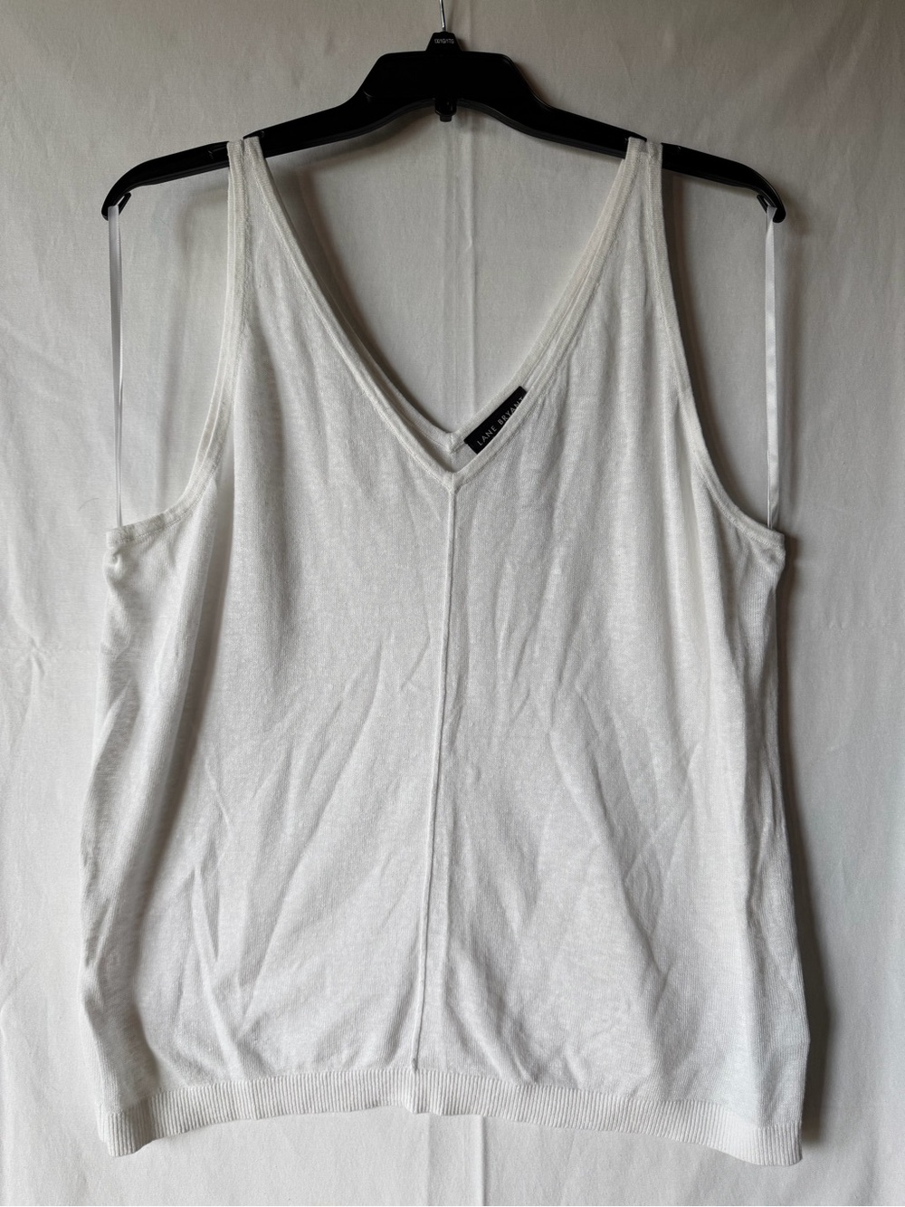 Lane Bryant White V-Neck Linen Blend Tank